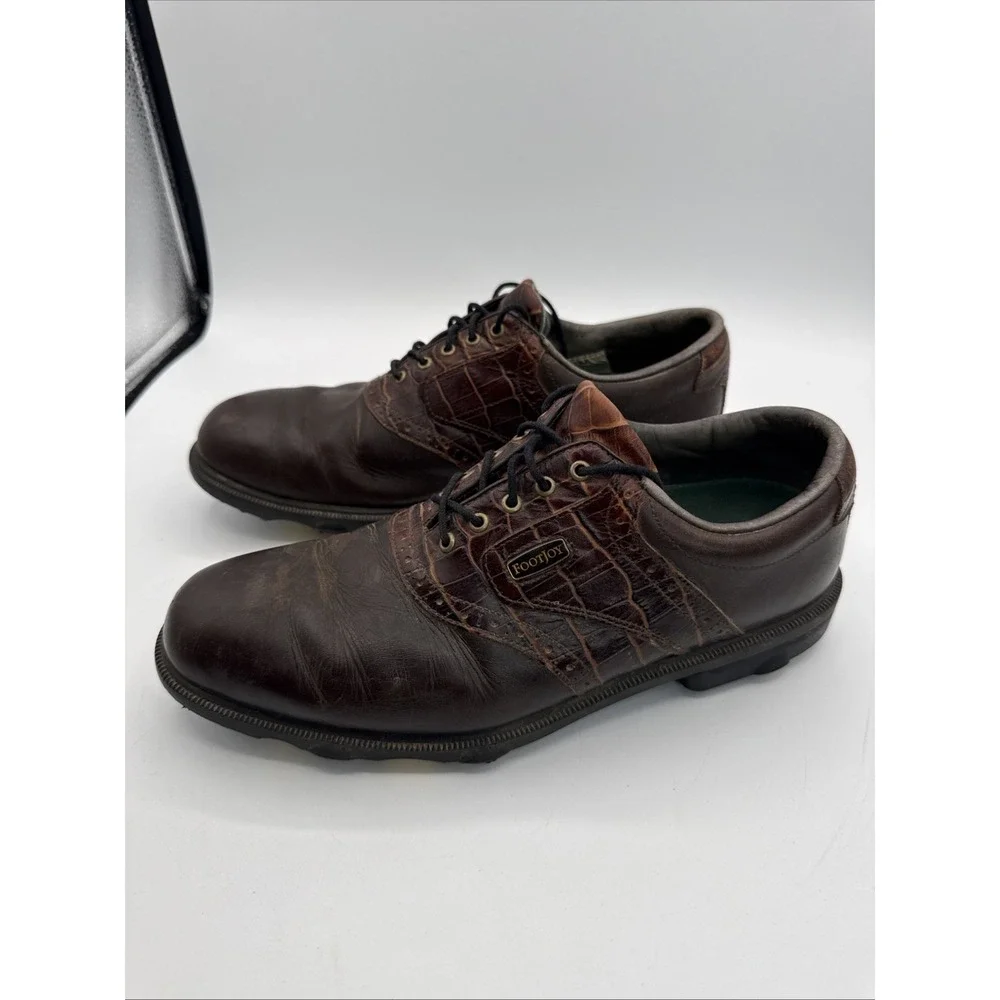 FootJoy DryJoy Contour Casual Brown Golf Shoes Men's Sz 10 Leather Lace Up